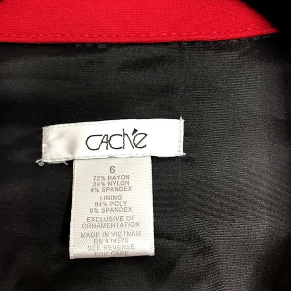 Cache Red Moto Biker Zip Up Jacket Women's Size 6 - Picture 7 of 10